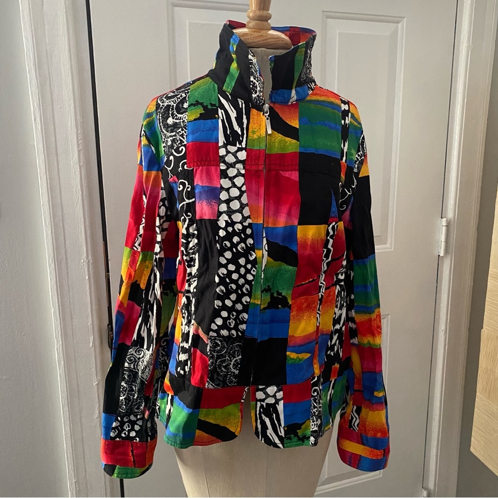 Vintage Drapers and Damons 80s loud colorful abstract art to wear 80s jacket M